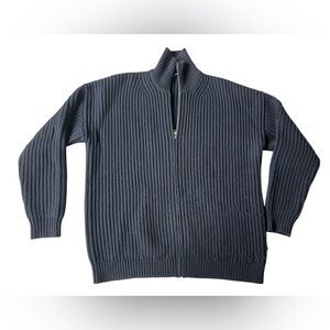 6397 NAVY BLUE ZIP UP SWEATER THICK OVERSIZED MERINO WOOL XS